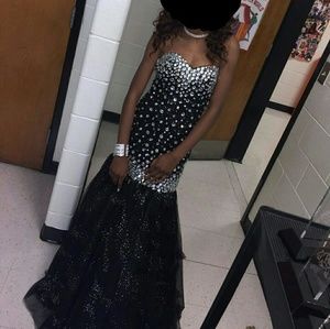 Black bedazzled prom dress